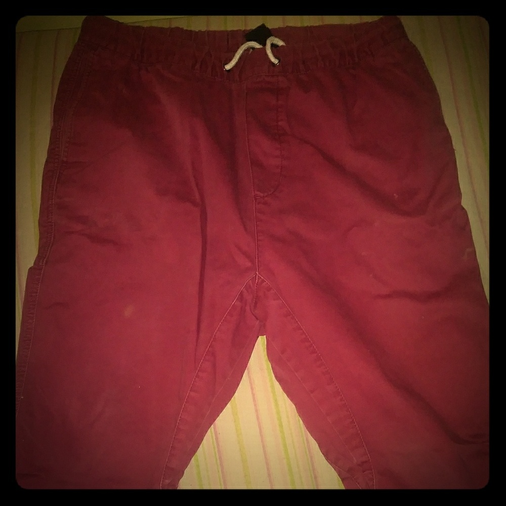 Drop crotch burgundy pants